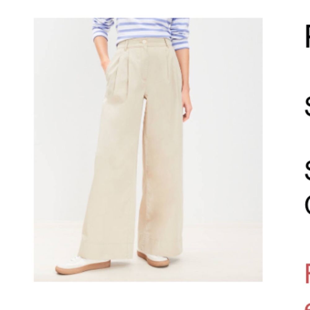 LOFT Wide-Leg High-Rise Trousers - Beige